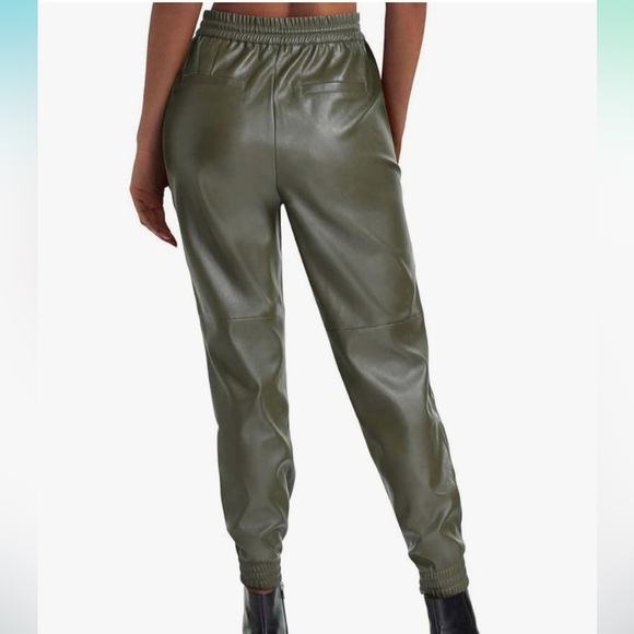 H by Halston medium green faux leather joggers NWT - Picture 3 of 5